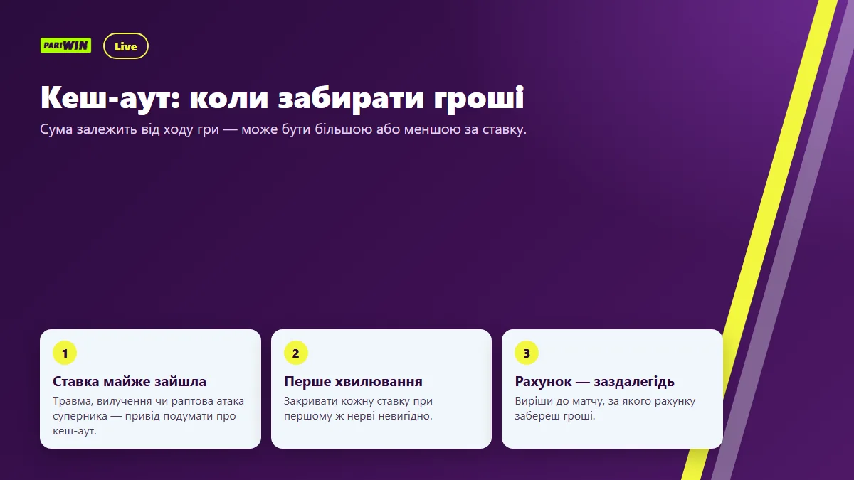 Коли натискати кеш-аут: три ситуації під час матчу